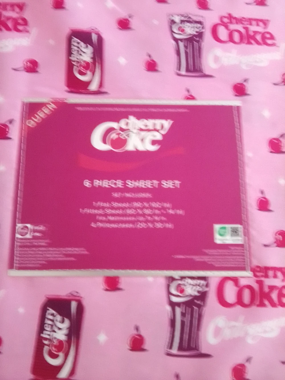 Coca Cola Cherry Coke Pink Printed Home Bedding Sheet Set