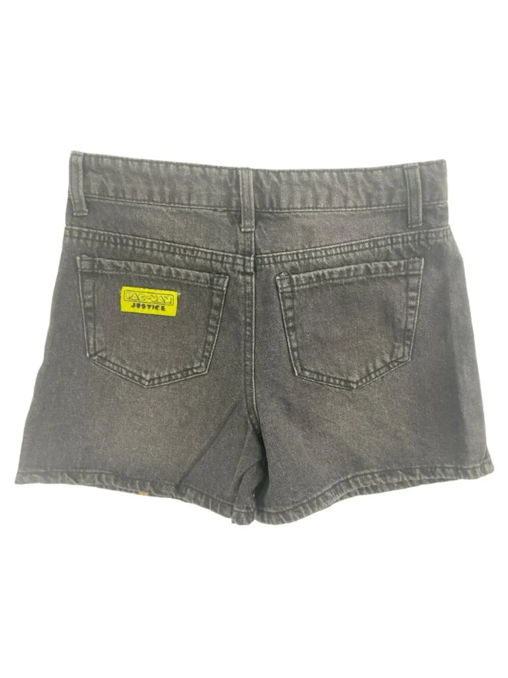 Justice Pac-Man Shorts Stretchy Denim Mini Mom Rhinestones Black Girls Sz 14 NWT
