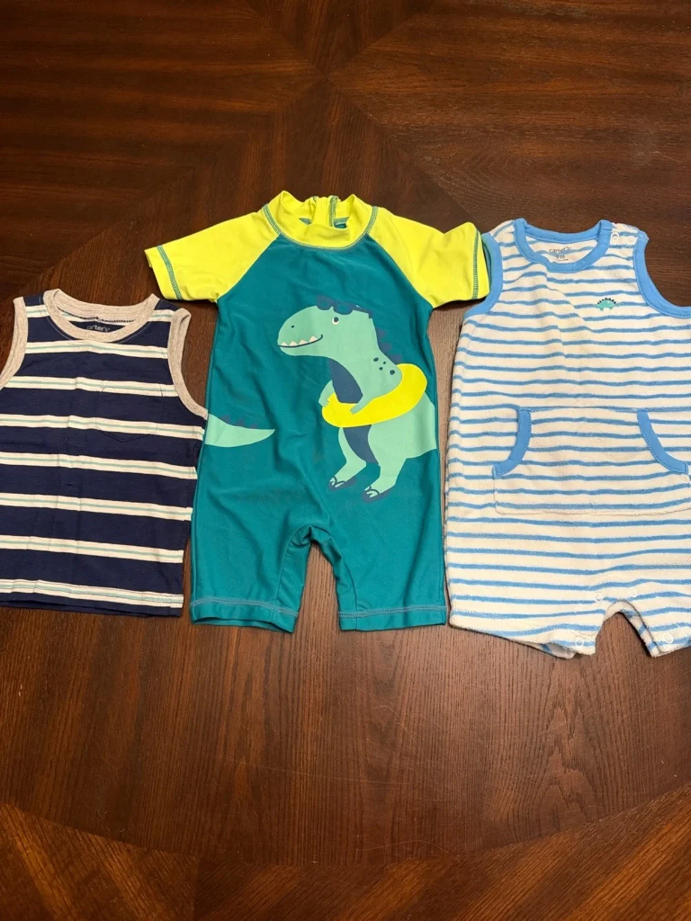 Carter's Baby Boy 3PC Summer Outfit Bundle Dinosaur Romper 9M