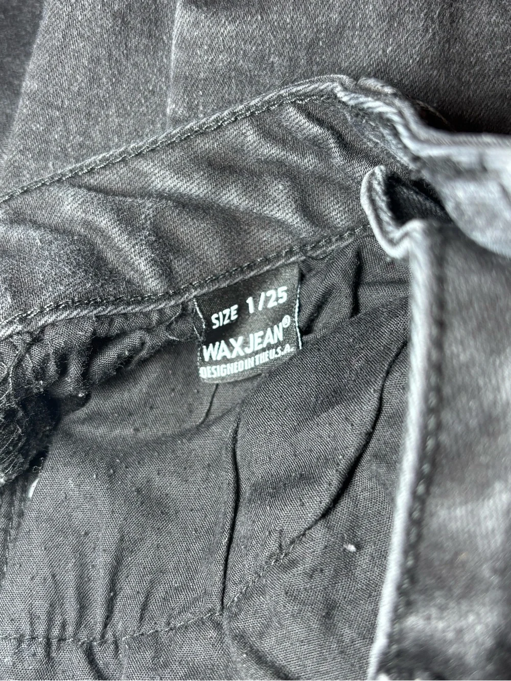 Wax Jean Black Skinny Jeans with Distressed Detail