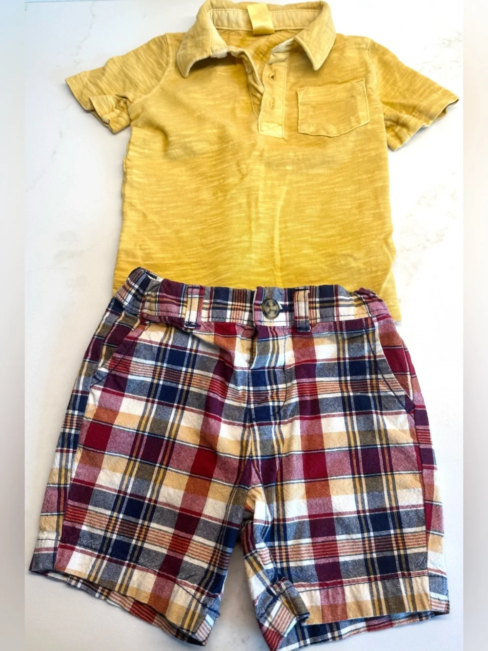 Carter’s 18M Polo Shirt & Plaid Shorts Outfit Set