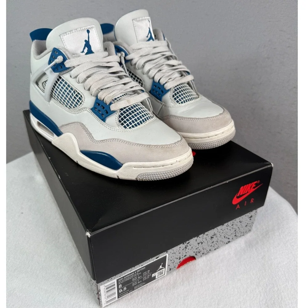 Jordan Air Jordan 4 Retro‎ Mens 8 Off White Military Blue FV5029-141 Sneaker