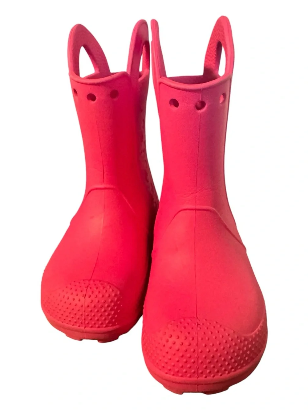 Crocs Handle It Rain Boots Bright Pink Waterproof Kids Size 11 EUC
