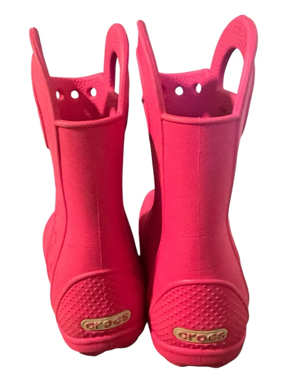 Crocs Handle It Rain Boots Bright Pink Waterproof Kids Size 11 EUC