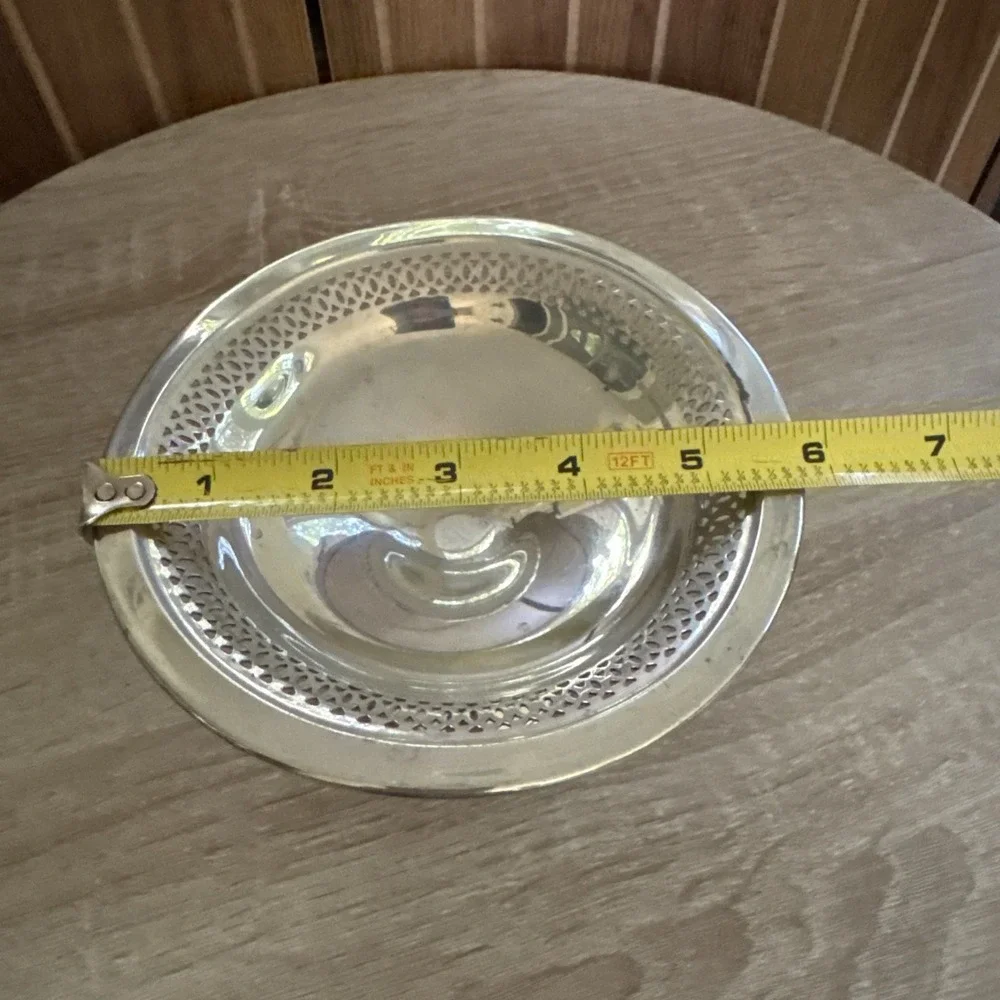 Vintage Revere Pewter Reticulated Footed Compote Candy Nut Centerpiece Bowl