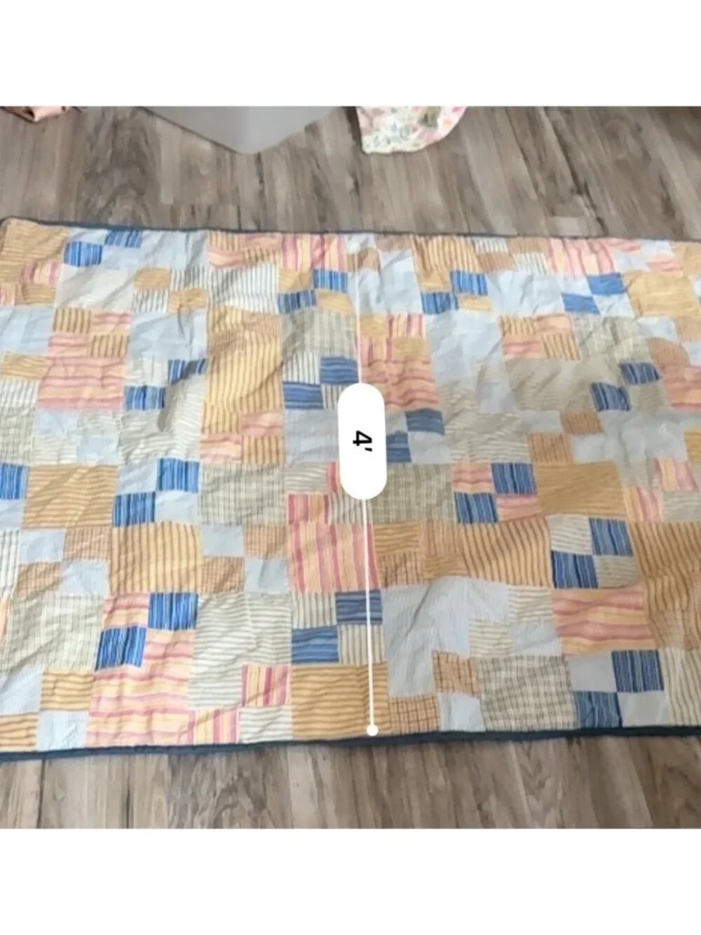 Vintage Striped Patchwork Cotton Quilt Throw Blanket Wheelchair Rustic Farmhouse