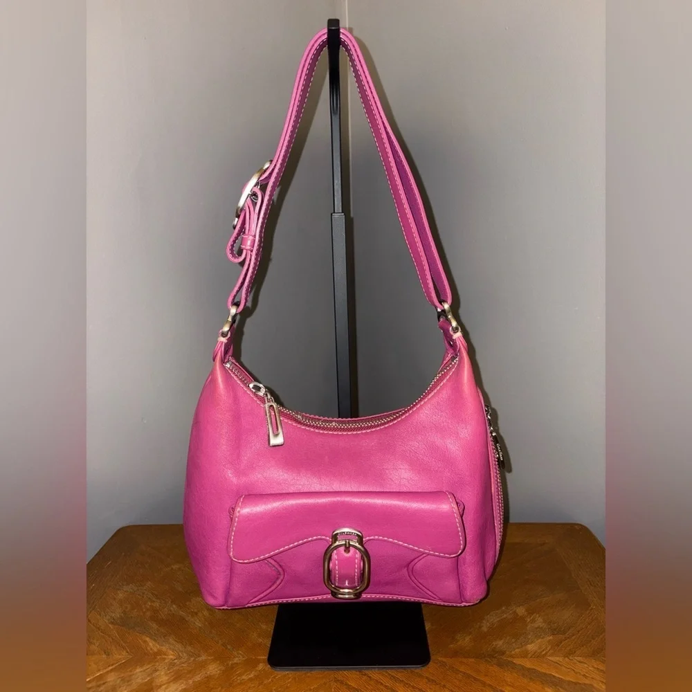Cole Haan Vintage Hobo Style plum Leather Shoulder Bag in EUC