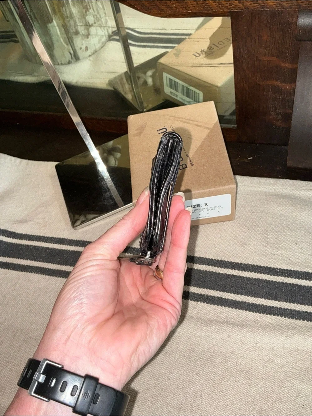 NWT Bed Stu Carrie Leather Black Die Dyed DD Wallet W/ Box Retail $100