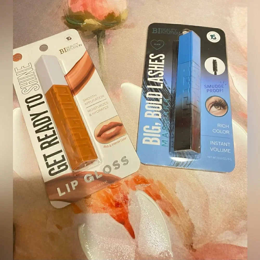 🛍️2 Beauty Intuition Natural Nude Lip Gloss 💄 & Big Bold Lashes Mascara 💥