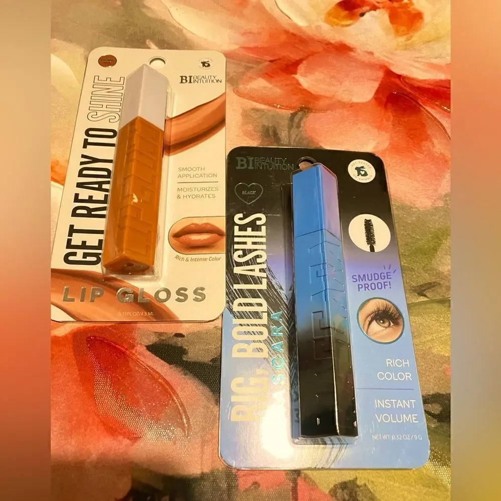 🛍️2 Beauty Intuition Natural Nude Lip Gloss 💄 & Big Bold Lashes Mascara 💥