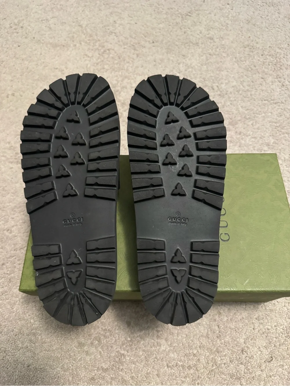 Gucci Black Slides with Green and Red Web Stripe