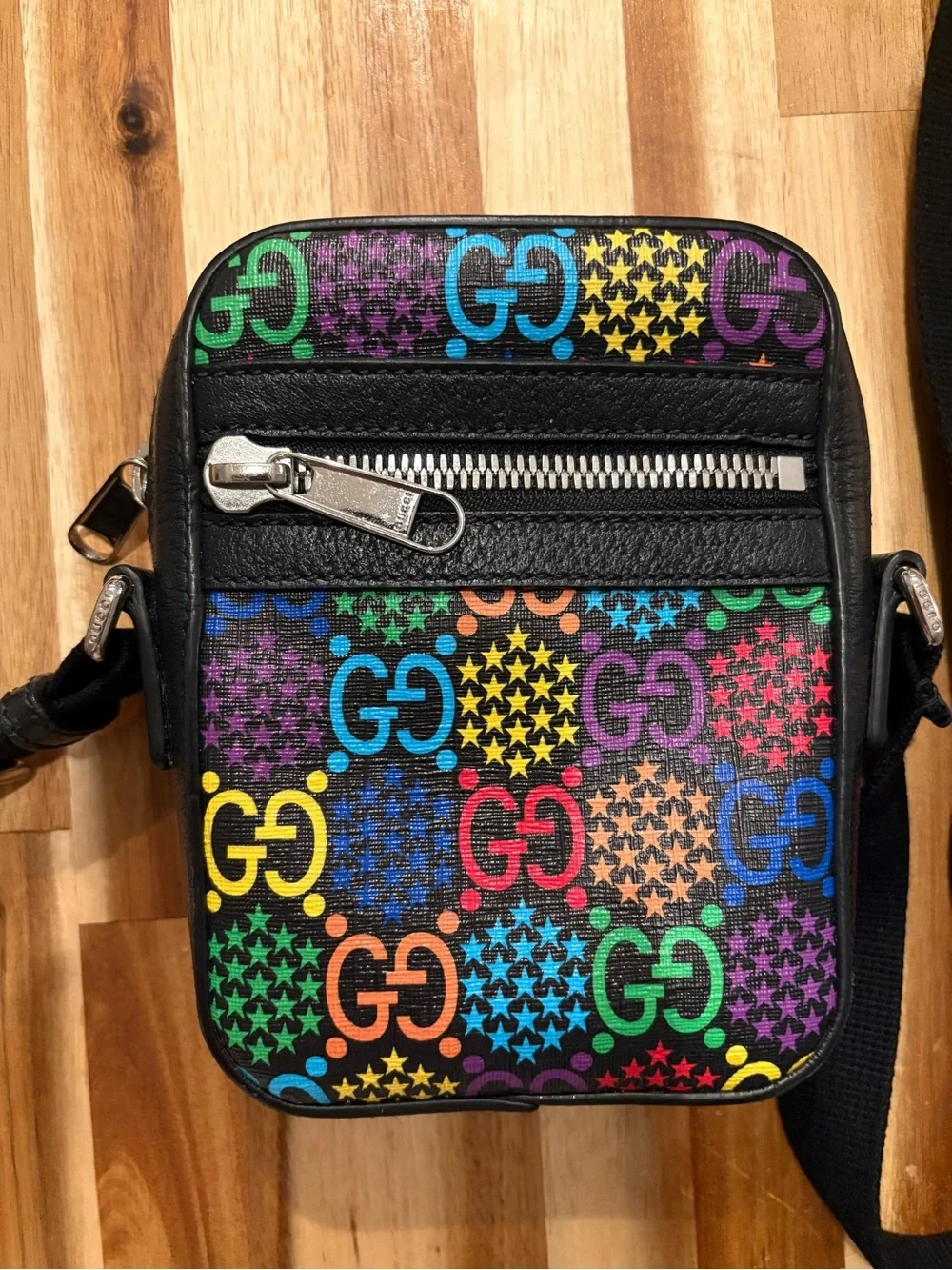 Gucci Black Multicolor GG Canvas Belt Bag