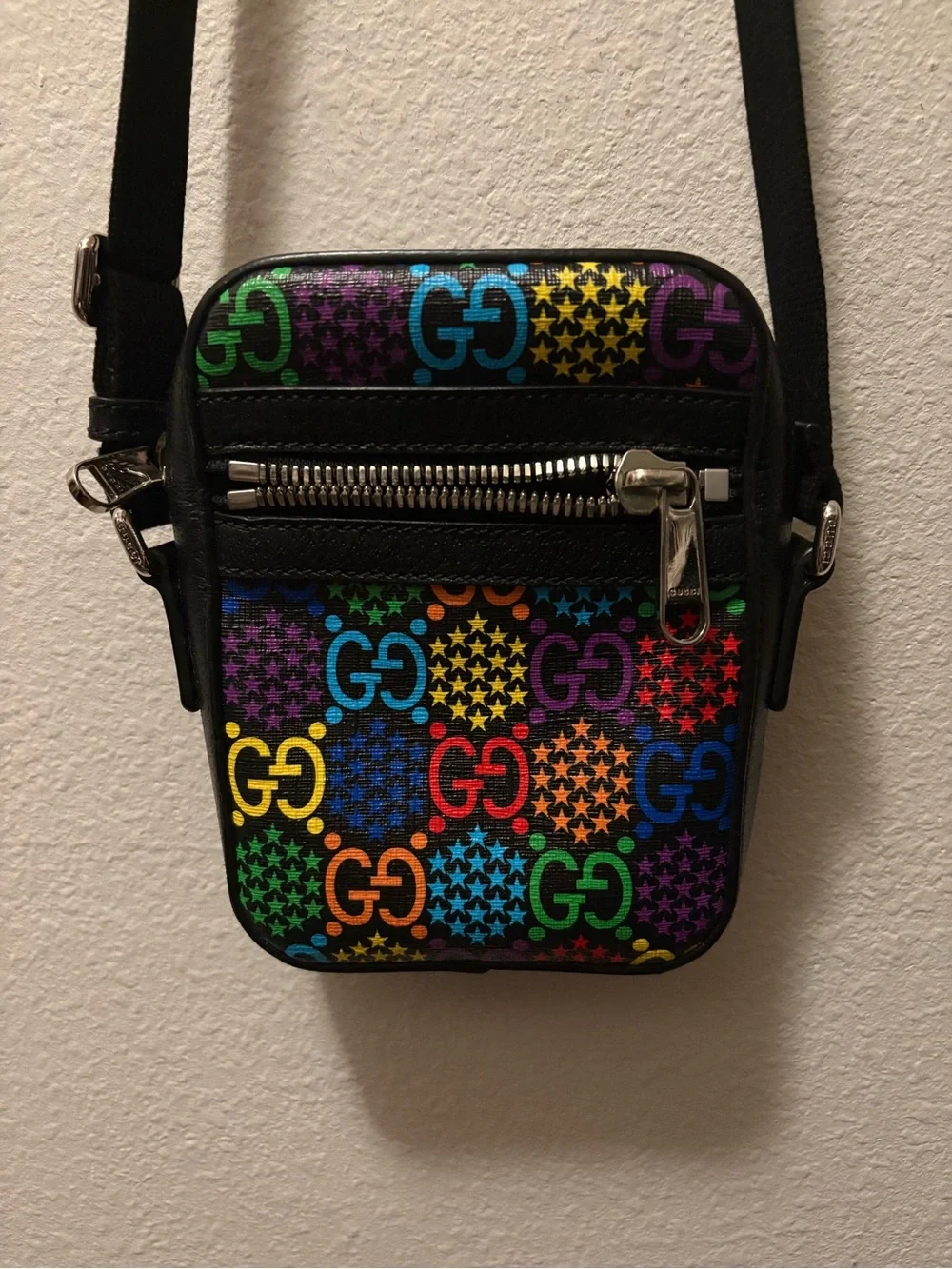 Gucci Black Multicolor GG Canvas Belt Bag