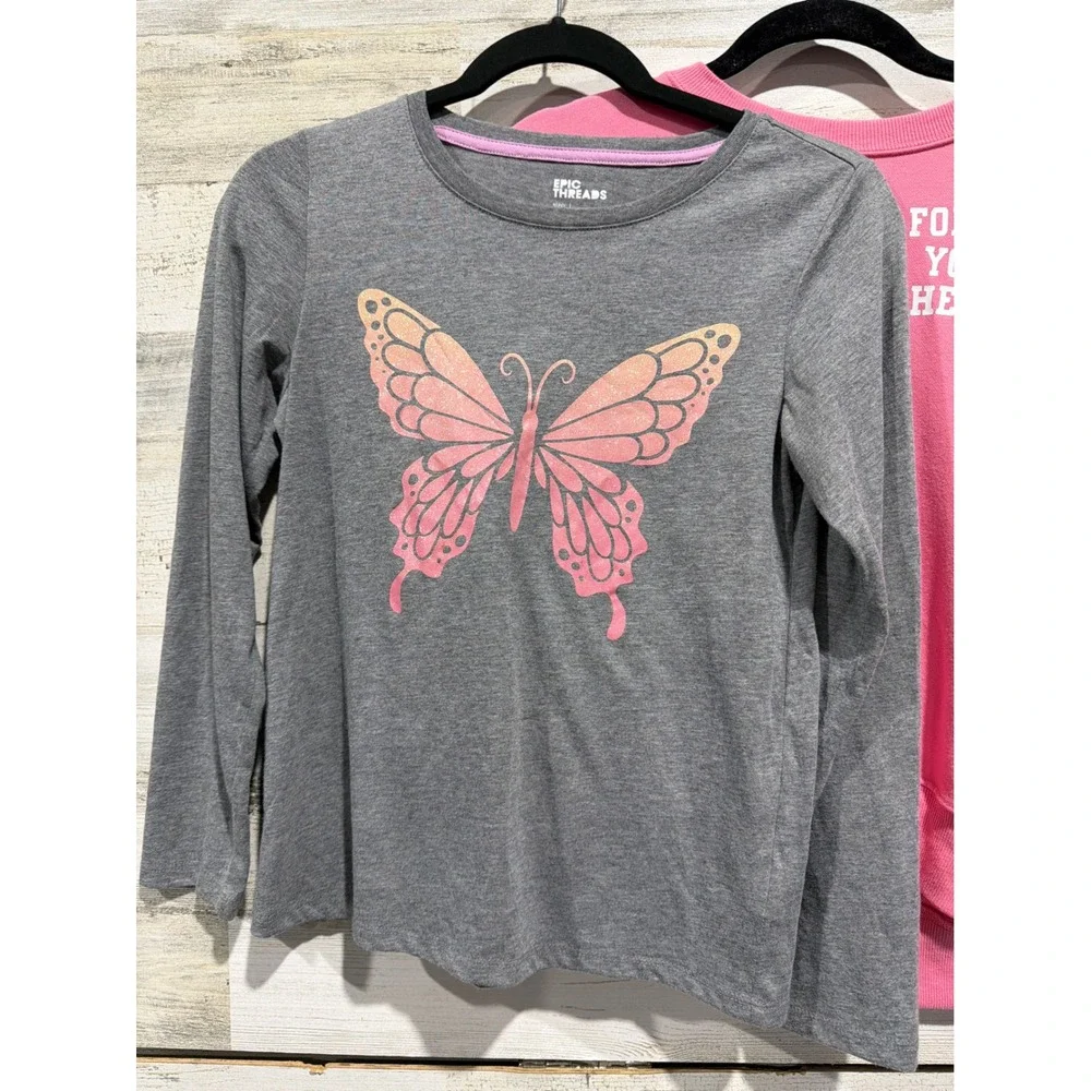 Old Navy Epic Threads Thereabouts Girls L 10-12 Bundle Pink Grey Top Cardigan
