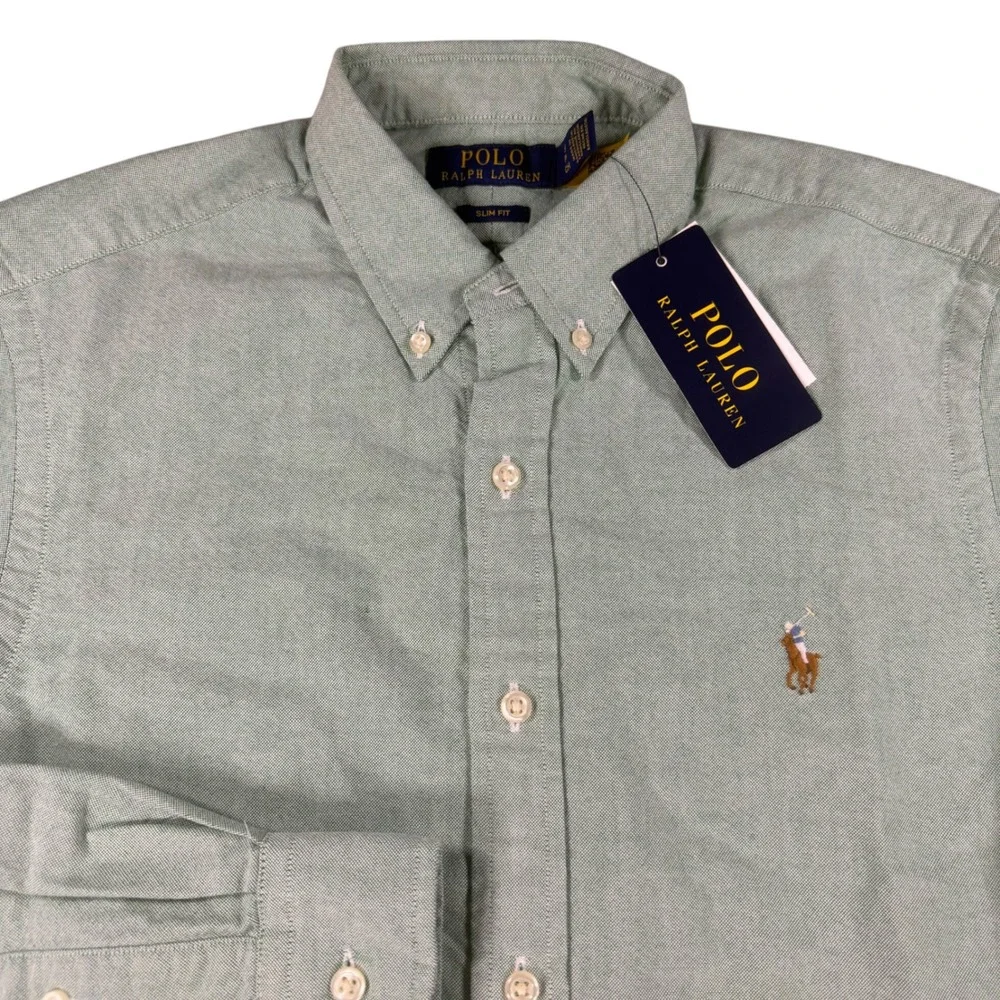 Polo Ralph Lauren Mens Slim Fit Oxford Shirt Green Small NWT New 710792161023