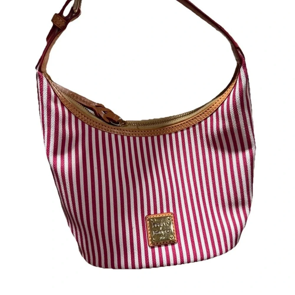 Dooney & Bourke Seaview Red‎ & White Stripe Coated Bucket Hobo Purse