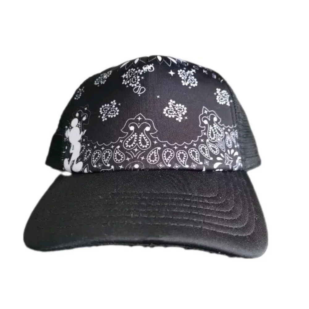 Neff x Disney Mickey‎ Bandana Trucker Hat Snapback Black White RARE, New w/ Tags