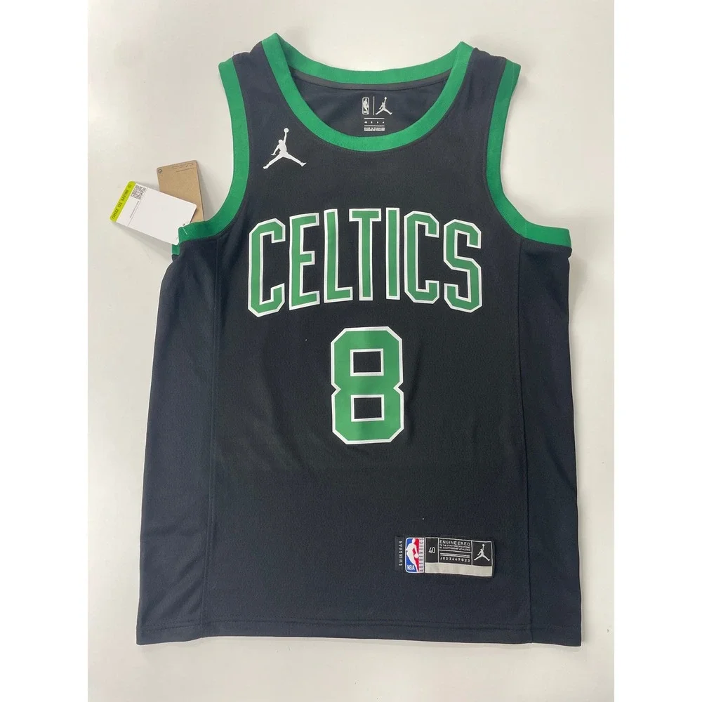 NWT Nike Jordan Boston Celtics Kristaps Porzingis Black Jersey #8 Mens Small 40