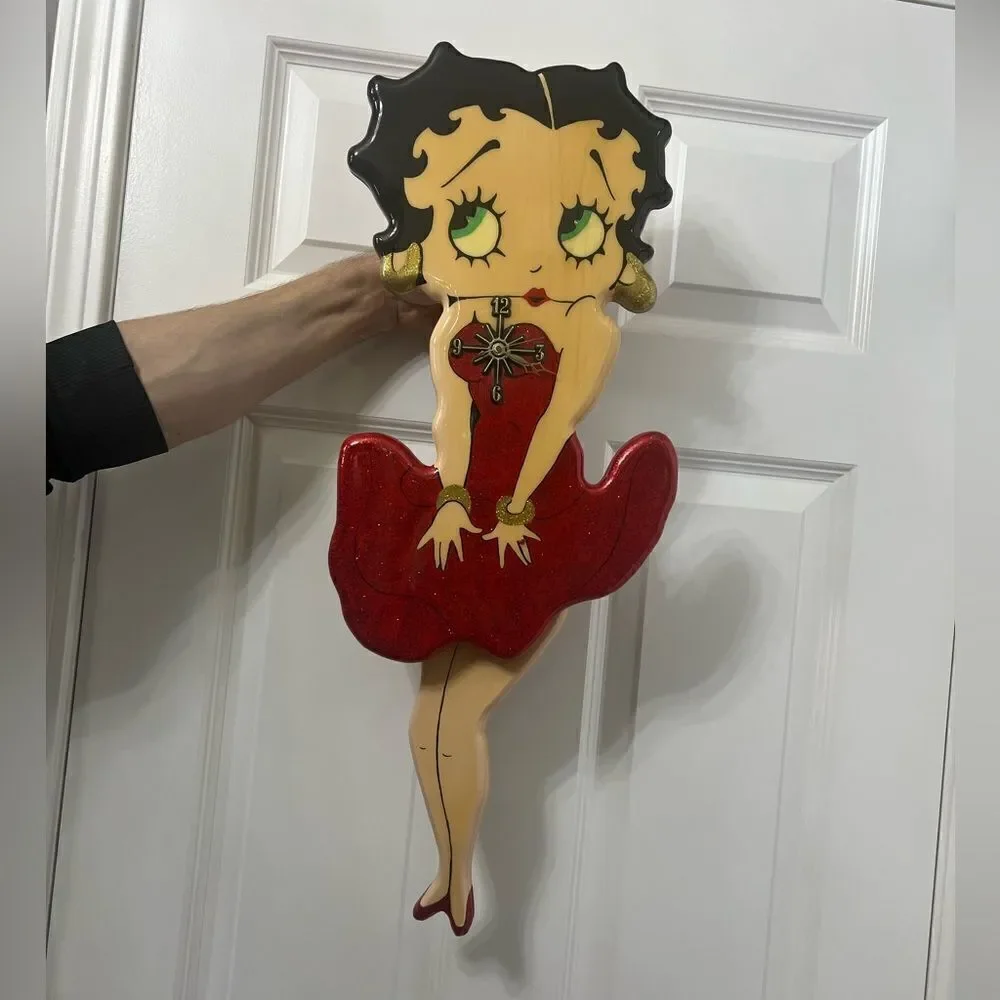Vintage Rare Large Betty Boop Glitter Pendulum Wall Clock