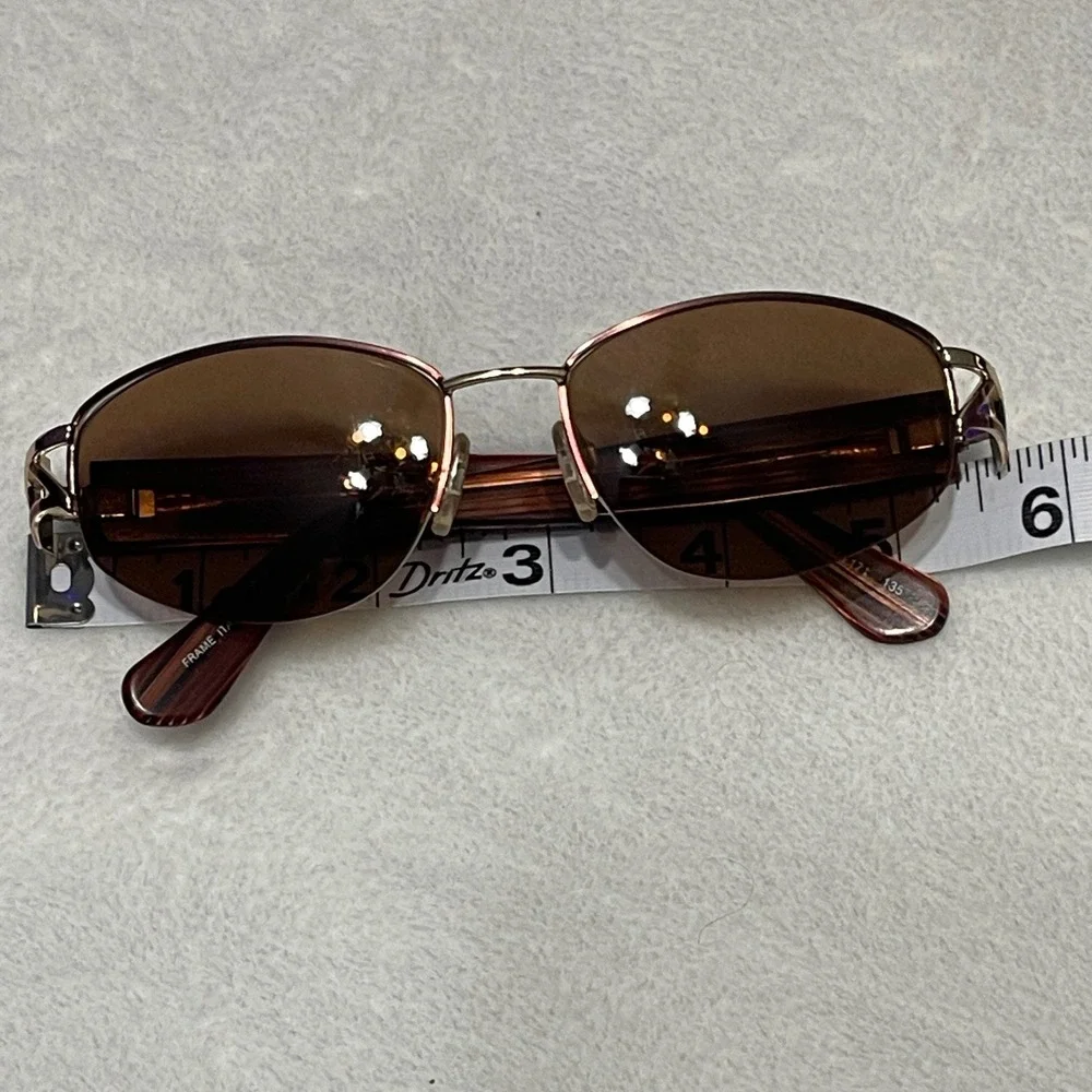 Tura 617 COP Oval Sunglasses Brown Wood Grain Gold Accents Italy FRAMES‎ ONLY