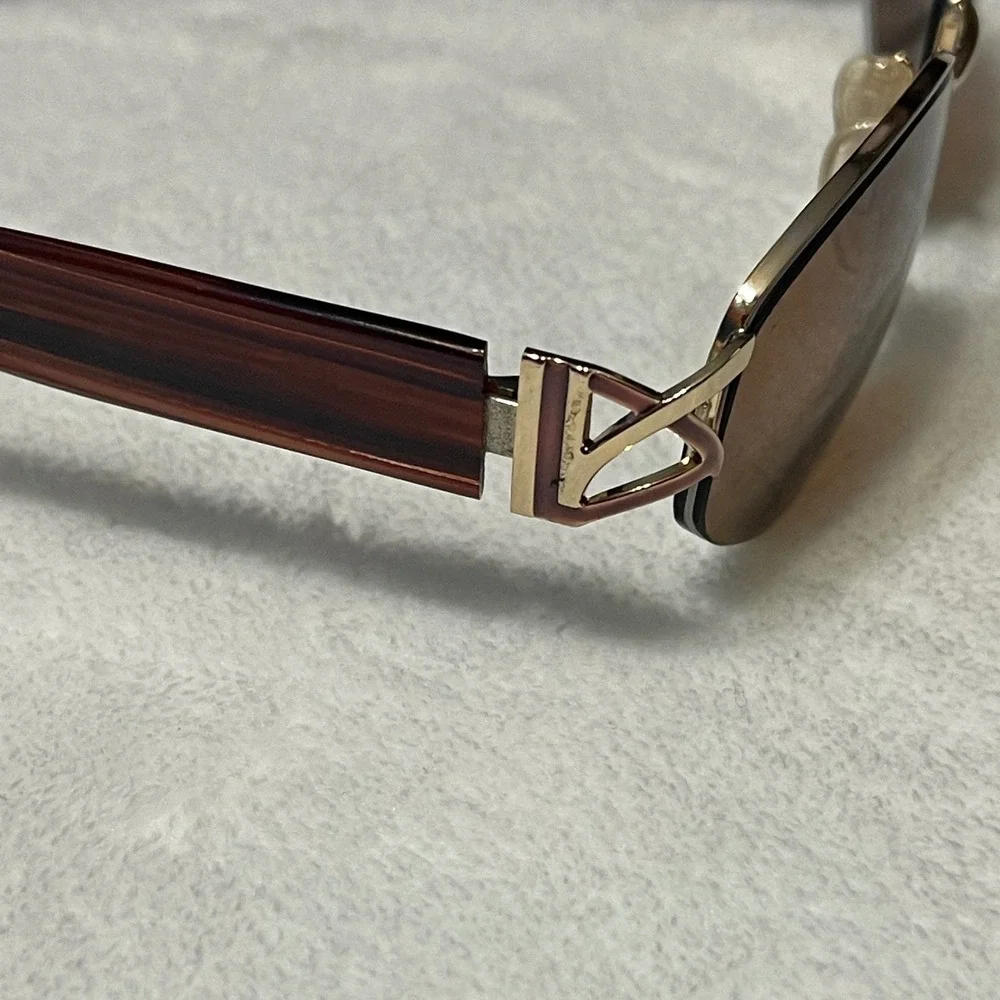 Tura 617 COP Oval Sunglasses Brown Wood Grain Gold Accents Italy FRAMES‎ ONLY