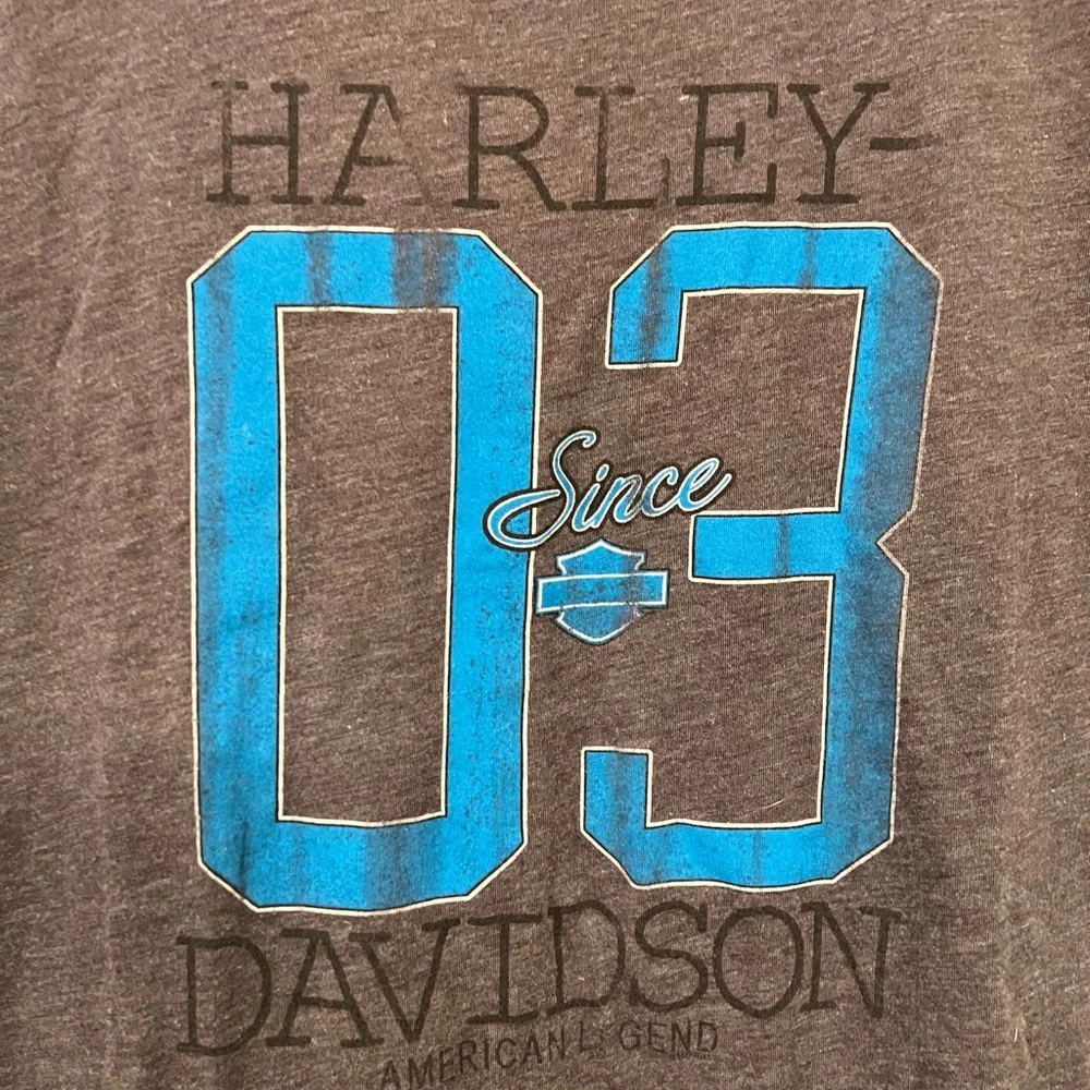 Harley-Davidson 03 Graphic‎ T-Shirt Gray Blue Logo Large