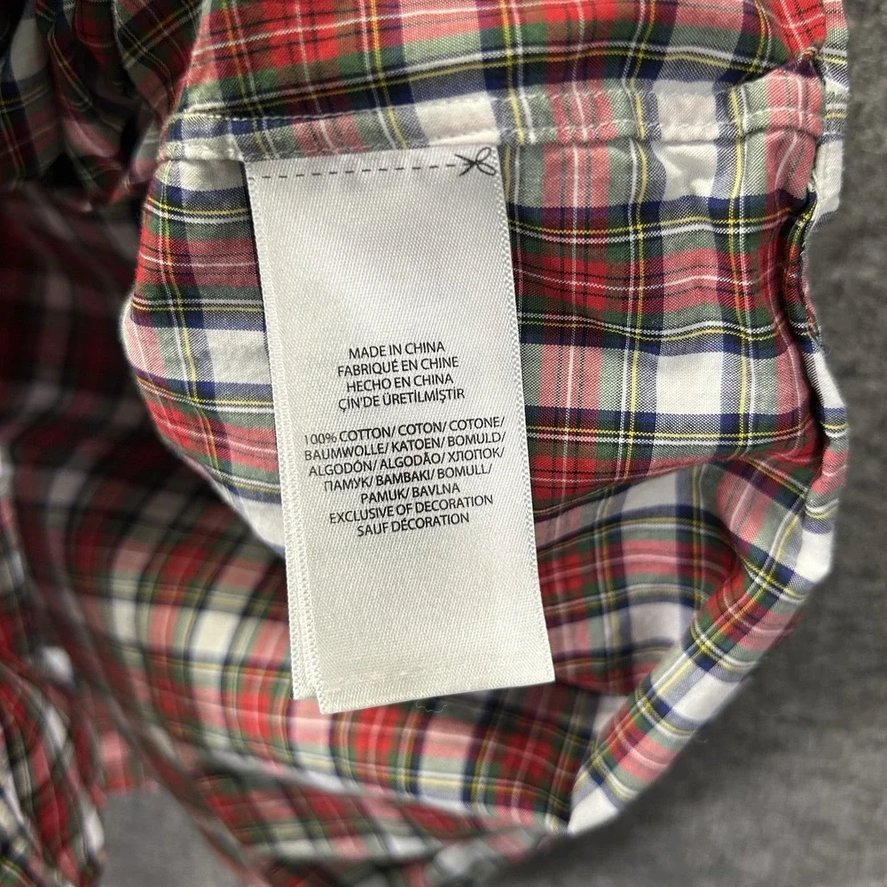 Polo Ralph Lauren Red Green‎ Plaid Button Down Dress Shirt Size Large