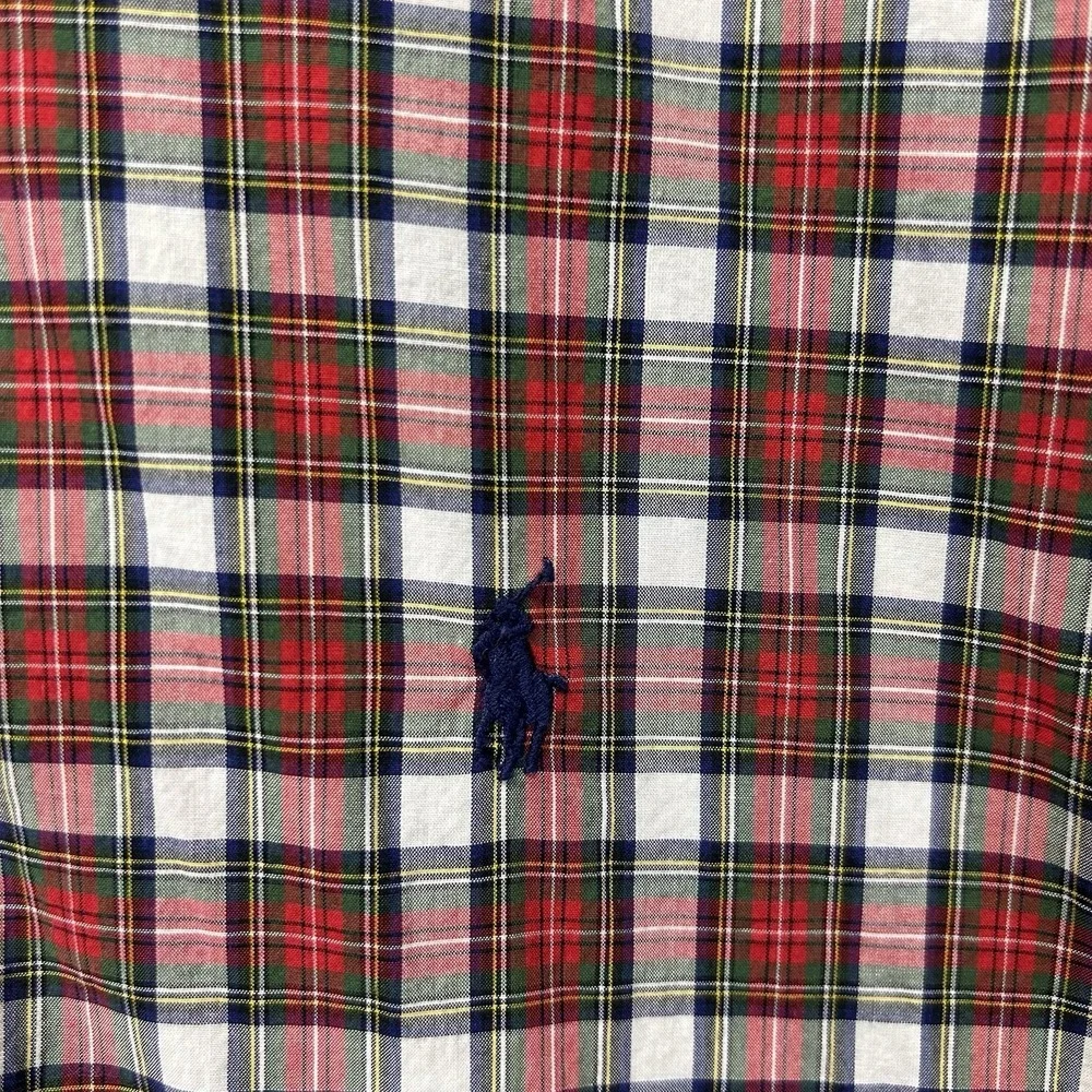 Polo Ralph Lauren Red Green‎ Plaid Button Down Dress Shirt Size Large
