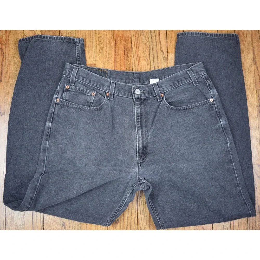 Vintage Levis 550 Men's Relaxed Fit‎ Taper Leg Black Denim Jeans Size 38x34