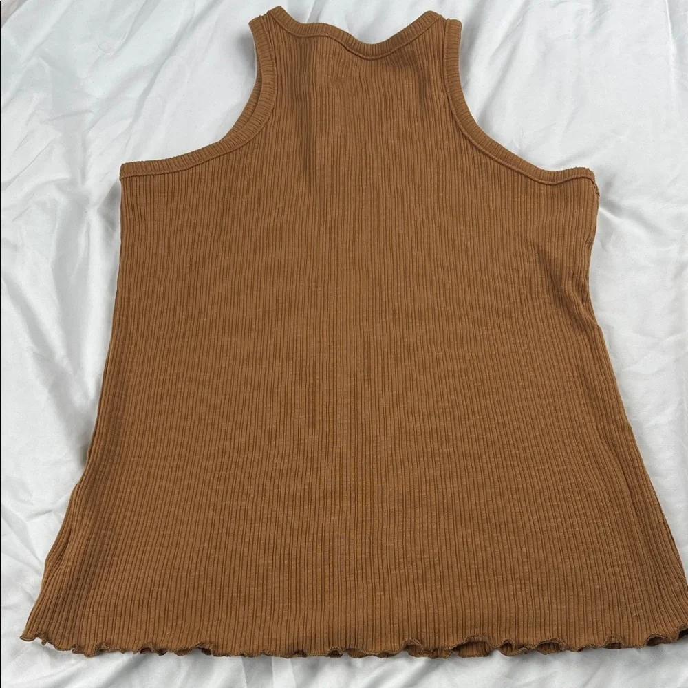 Old Navy Brown Ribbed Tank Top with Sunflower Design‎