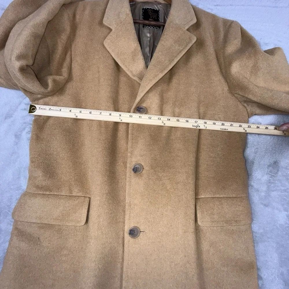 Varsity Town Clothes ‎ ORIENTAL CASHMERE Overcoat Top Coat 46R Golden Brown VTG