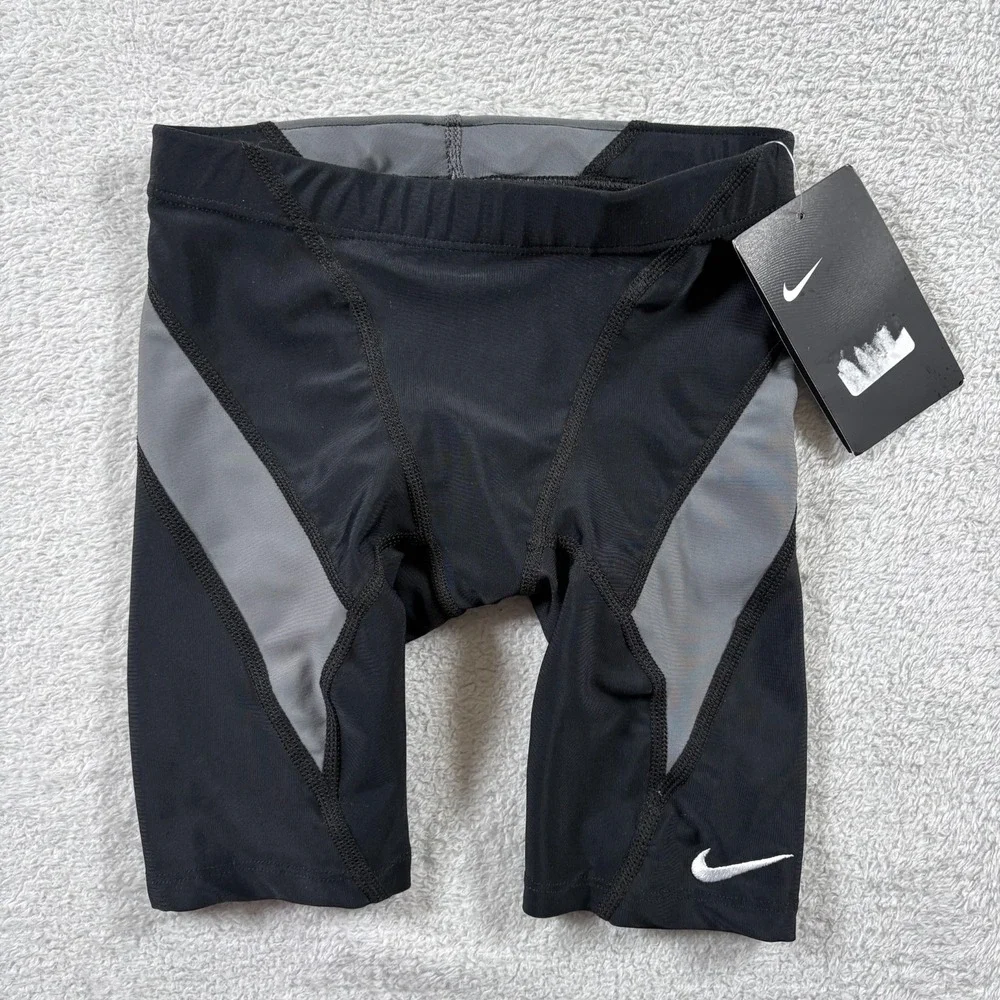 Nike Victory‎ Performance Jammer Boys 24 Black Gray Colorblock Wrinkle Resistant