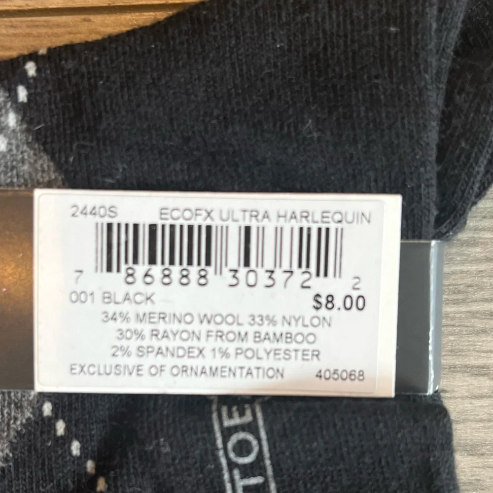 Goldtoe All Day Comfort Men’s Eco-fx Dress Sock Black Argyle NWT Bamboo Wool