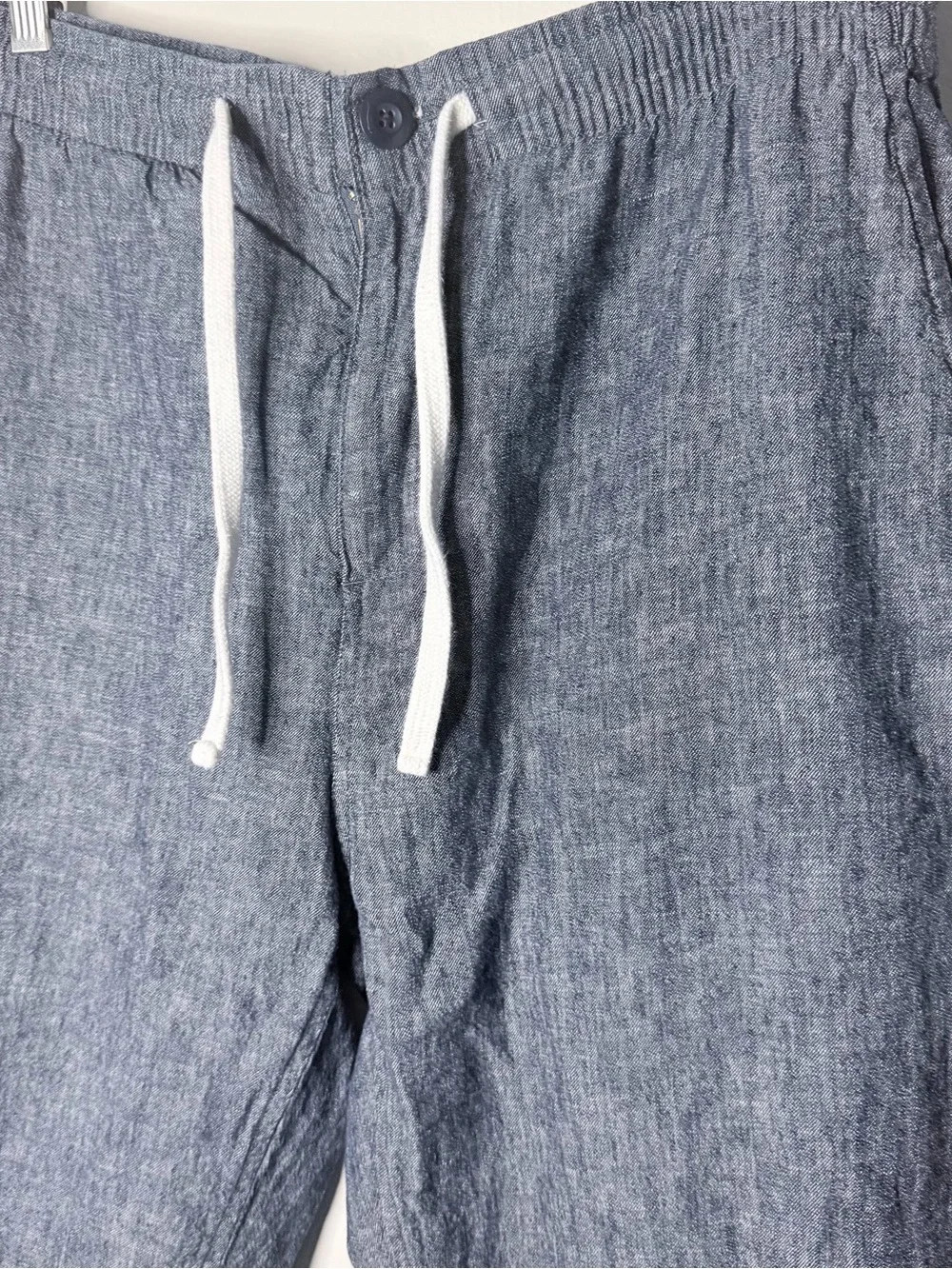 Sun + Stone Men's Chambray-Style Drawstring Joggers in Blue