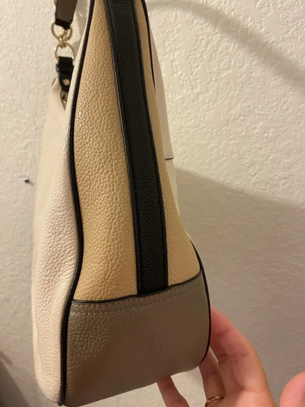 Coach Harley Hobo Geometric Ivory Tri-Color Pebbled Leather Shoulder Bag
