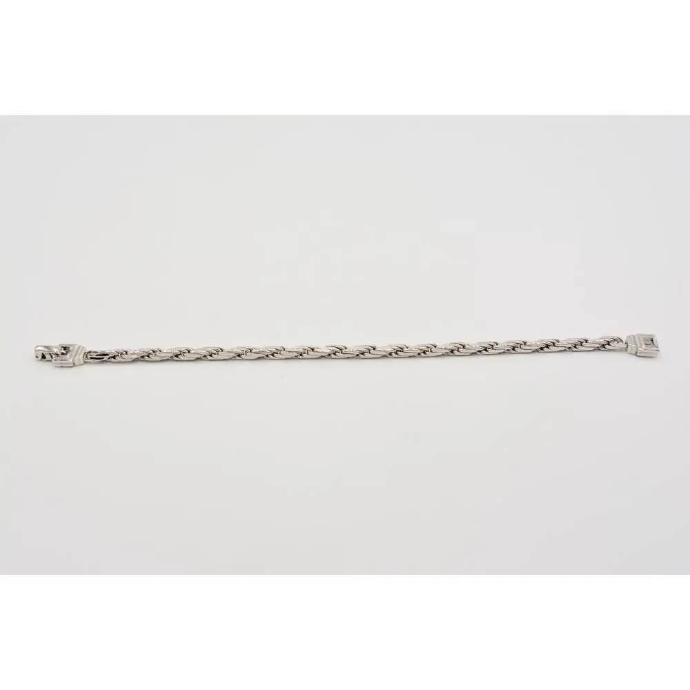 Nina Ricci Vintage Bracelet Silver Tone Metallic Shiny Linked Chain Signed BinAD