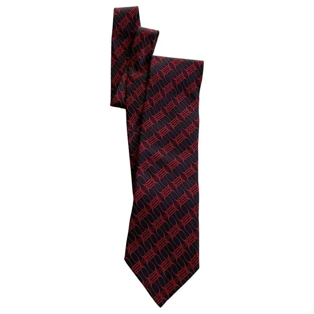 Gucci Silk Print Tie Navy Blue & Red