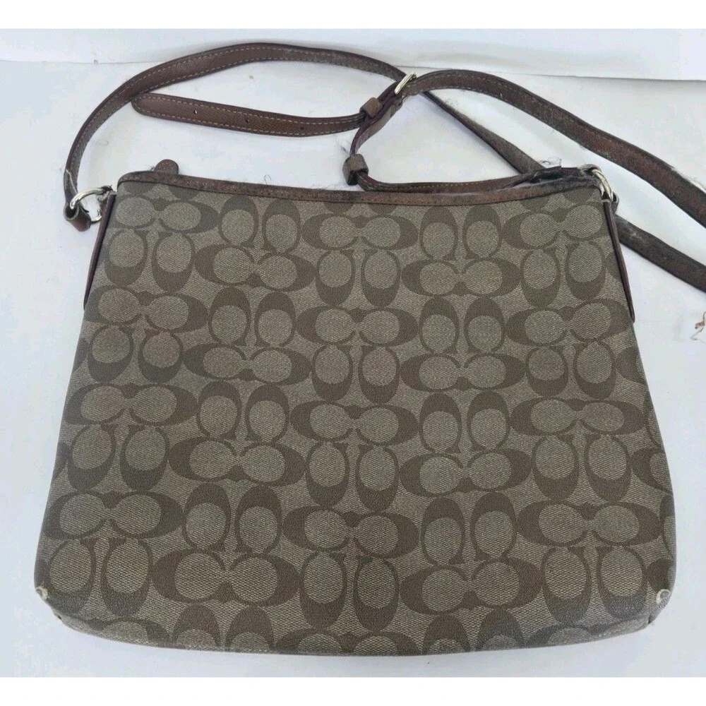 Coach Purse Womens Brown Signature Canvas File Crossbody Bag