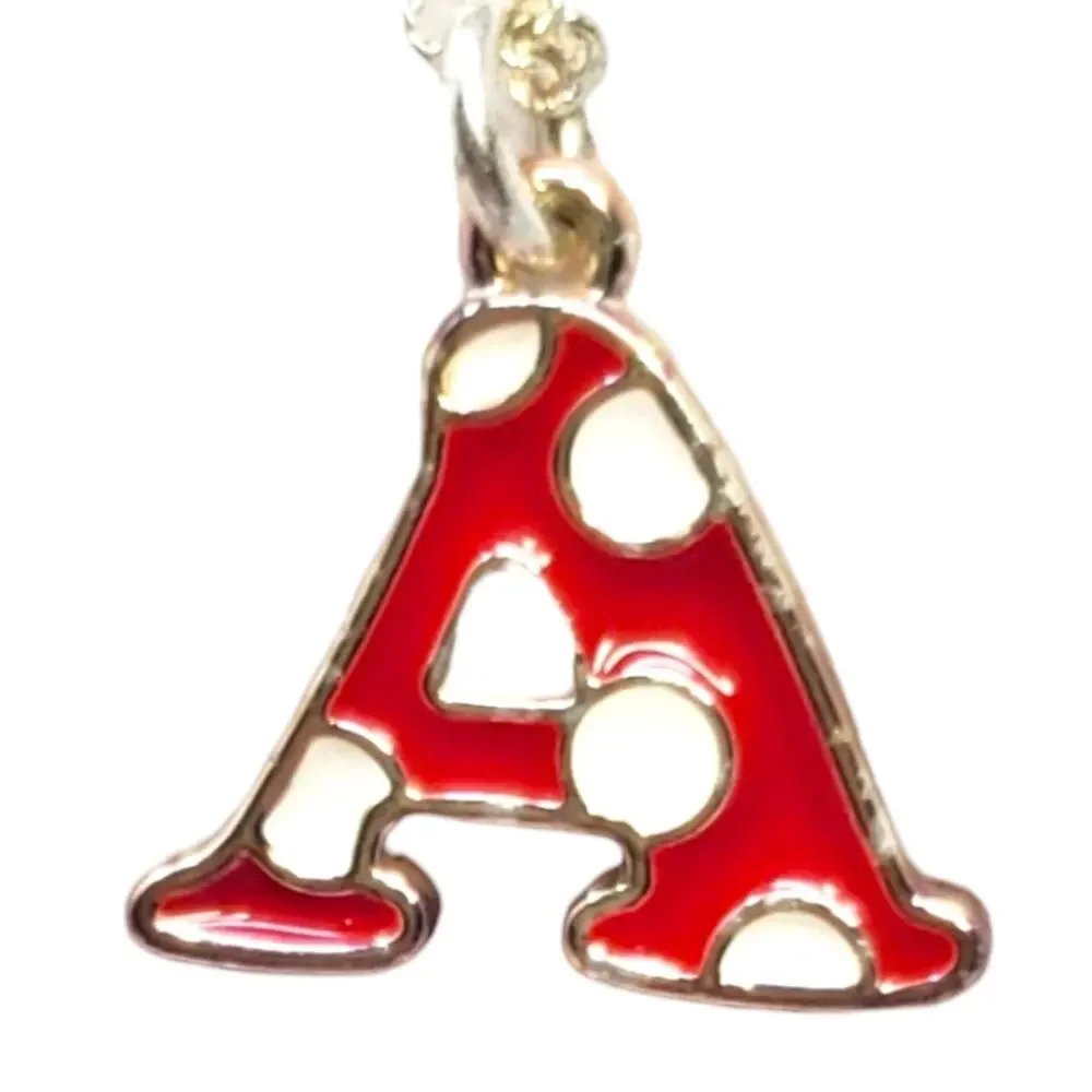 Disney Minnie Mouse Polka Dot Initial A Enamel Necklace