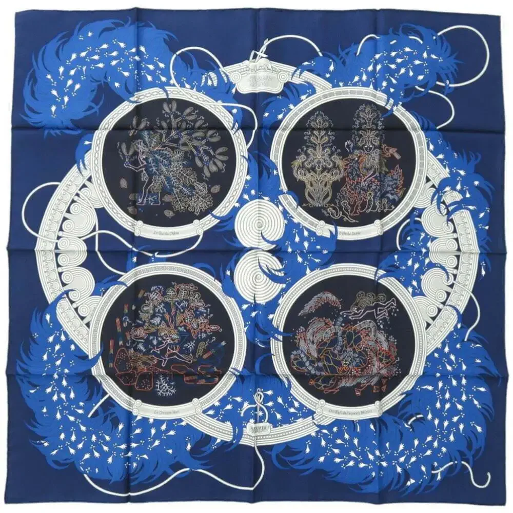 Hermes blue silk