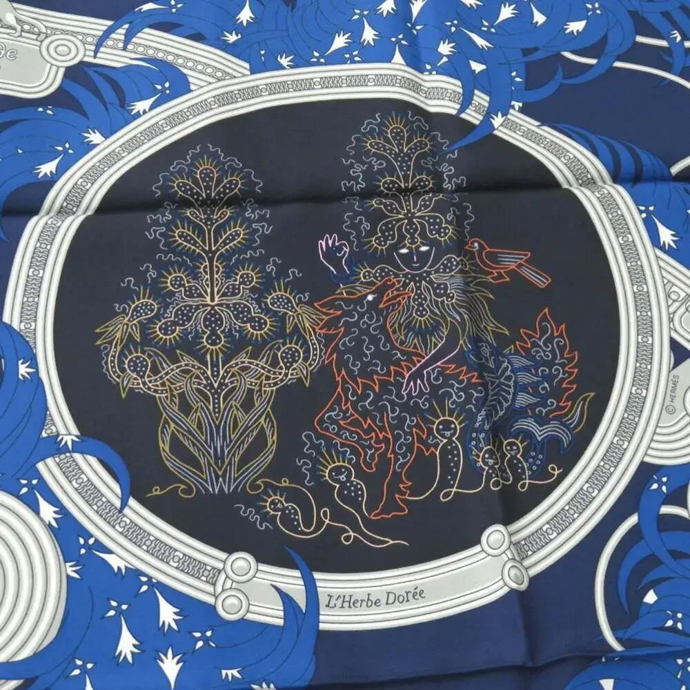 Hermes blue silk