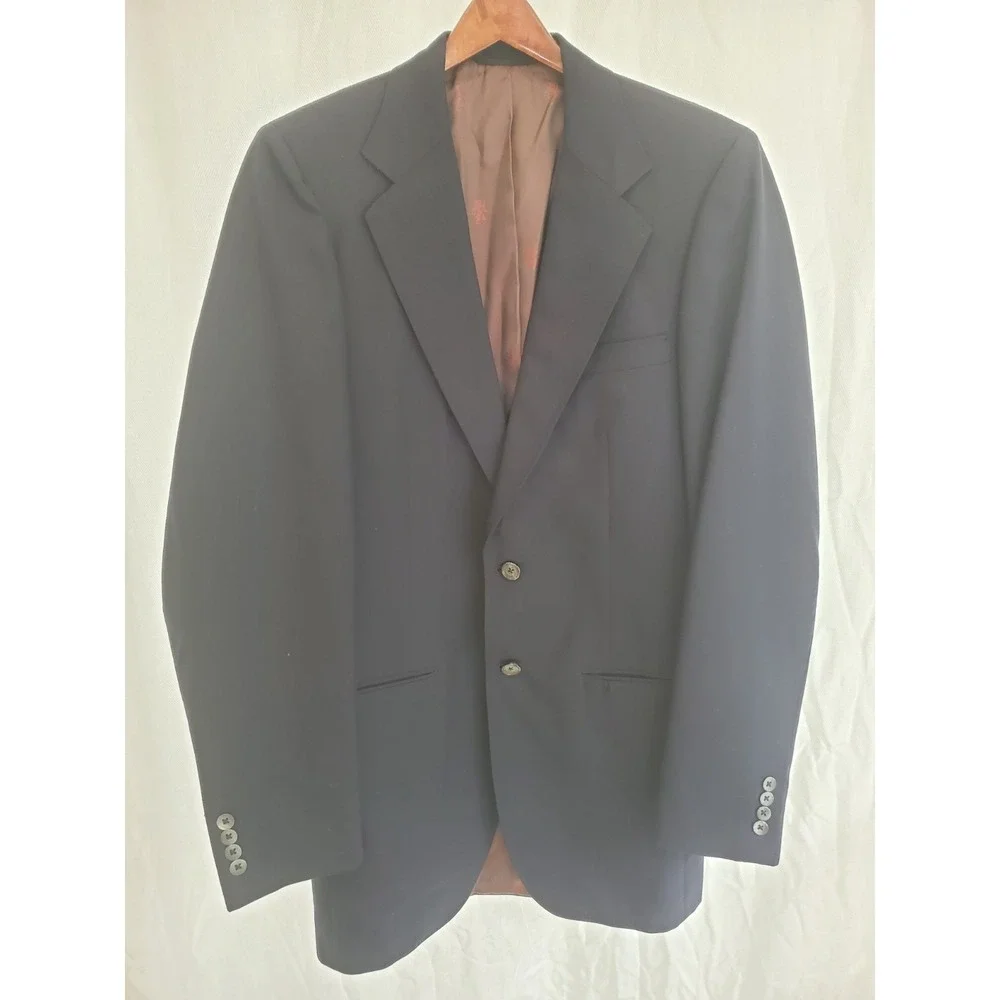 VTG 1985 Richard Bennett Tailored To Measure Wool Blazer Mens Navy Made In USA
