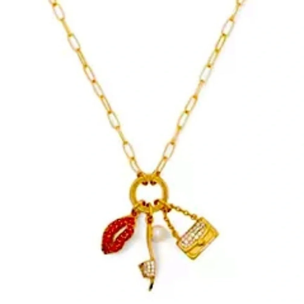 🆕kate spade new york::Hit the Town Lips Purse Heel Pendant Necklace Super GLAM
