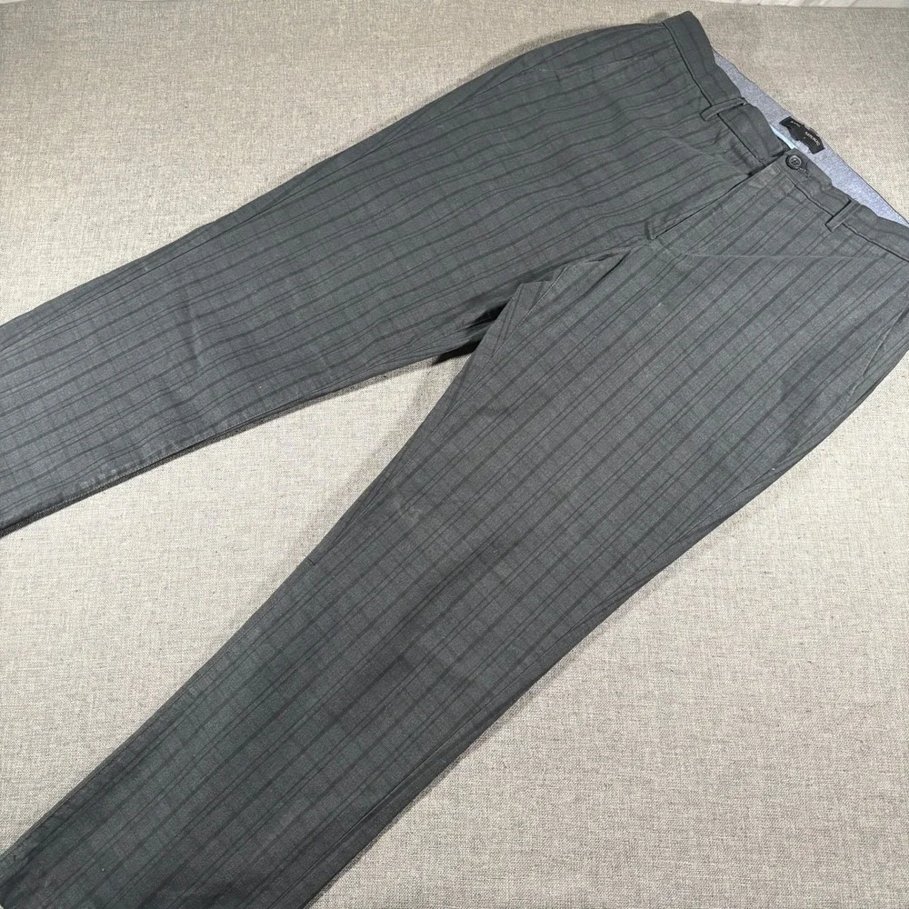 Banana Republic Aiden Fit Pants Mens 35x32 Gray Striped Slim Chino Trousers