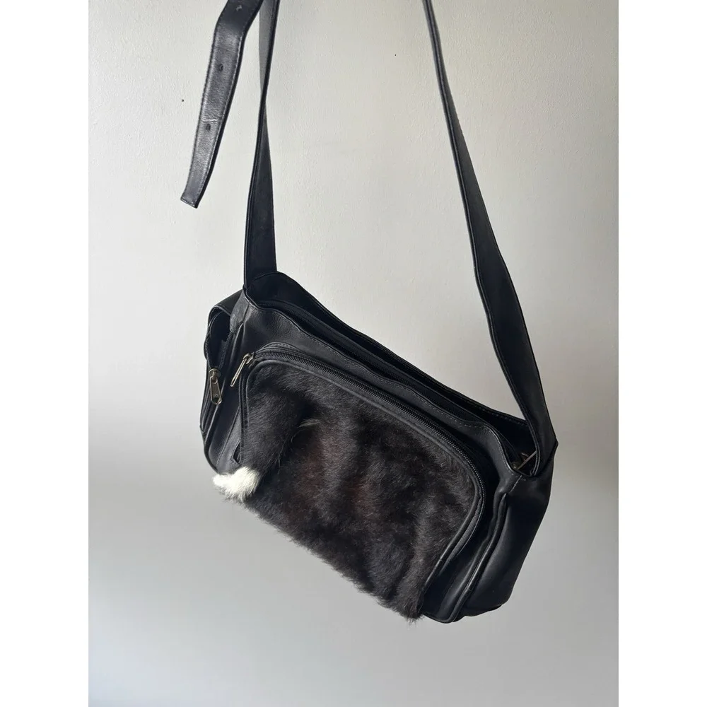 EKA Genuine Leather Satchel‎ Bag Fur Black Western Boho Vintage Legacy Leather