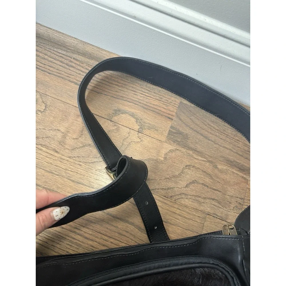 EKA Genuine Leather Satchel‎ Bag Fur Black Western Boho Vintage Legacy Leather