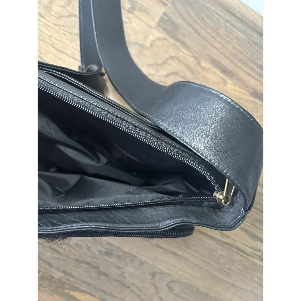 EKA Genuine Leather Satchel‎ Bag Fur Black Western Boho Vintage Legacy Leather