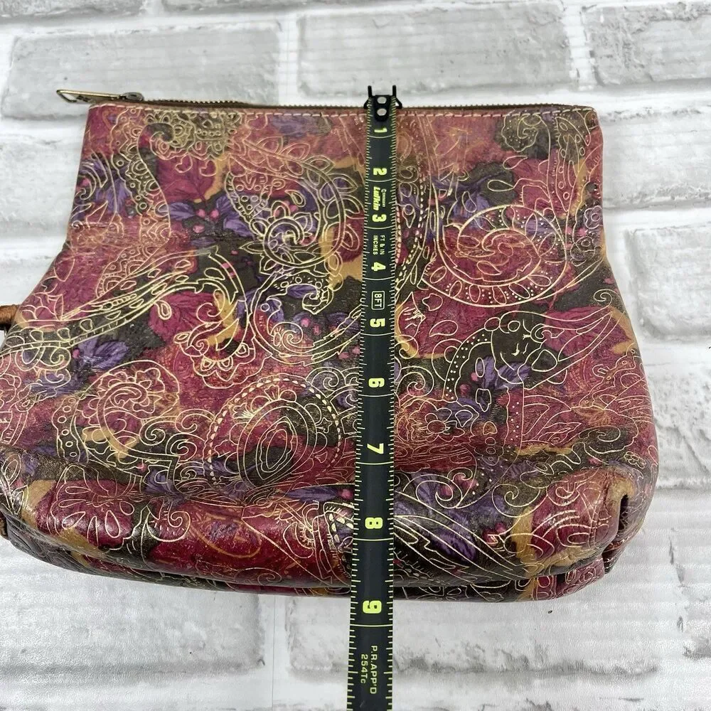 Patricia Nash Foldover Floral Embossed Leather Wristlet Clutch Handbag
