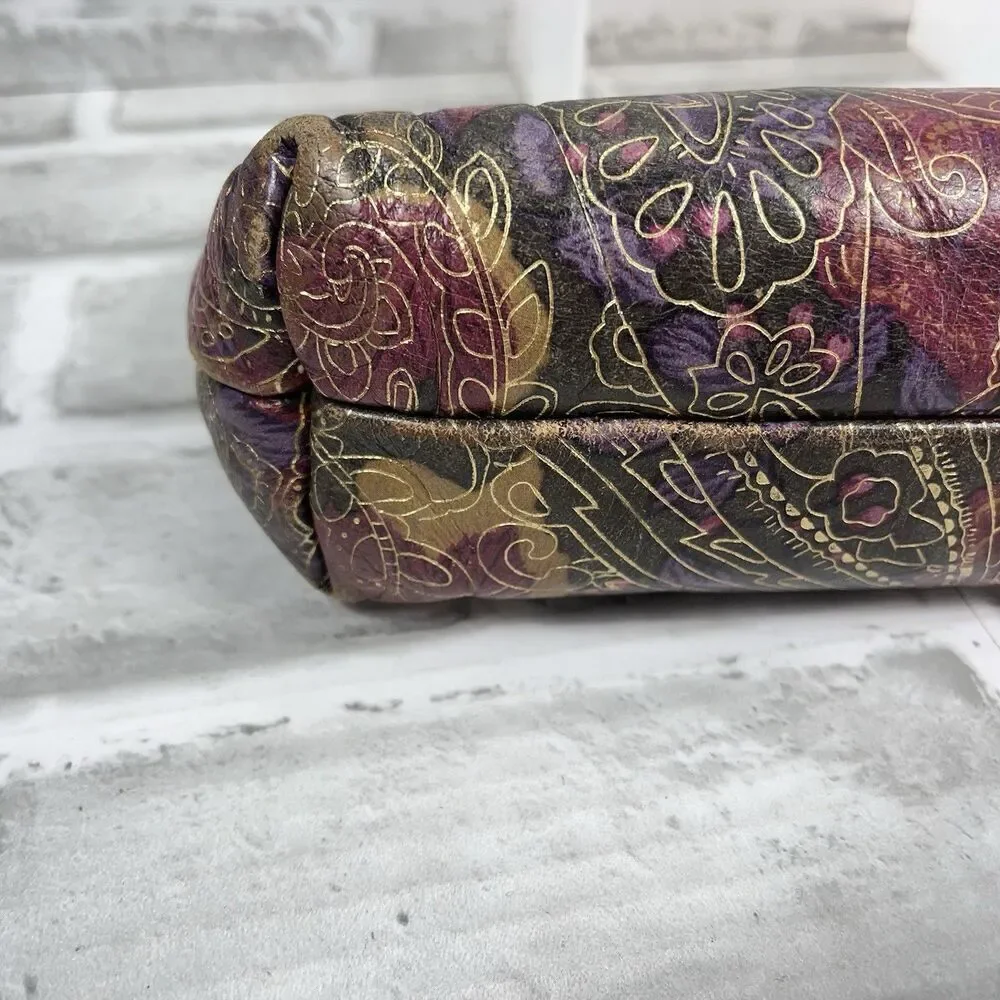 Patricia Nash Foldover Floral Embossed Leather Wristlet Clutch Handbag