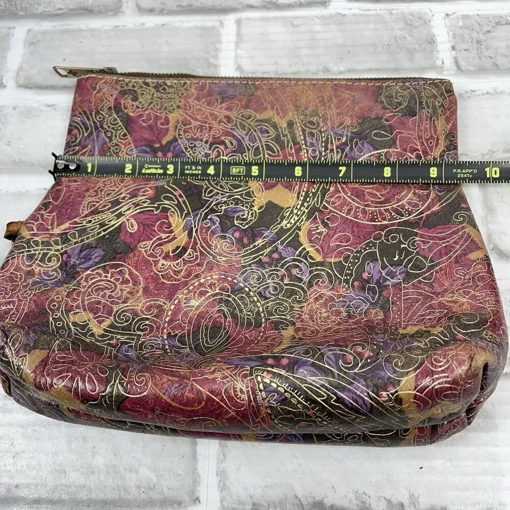 Patricia Nash Foldover Floral Embossed Leather Wristlet Clutch Handbag